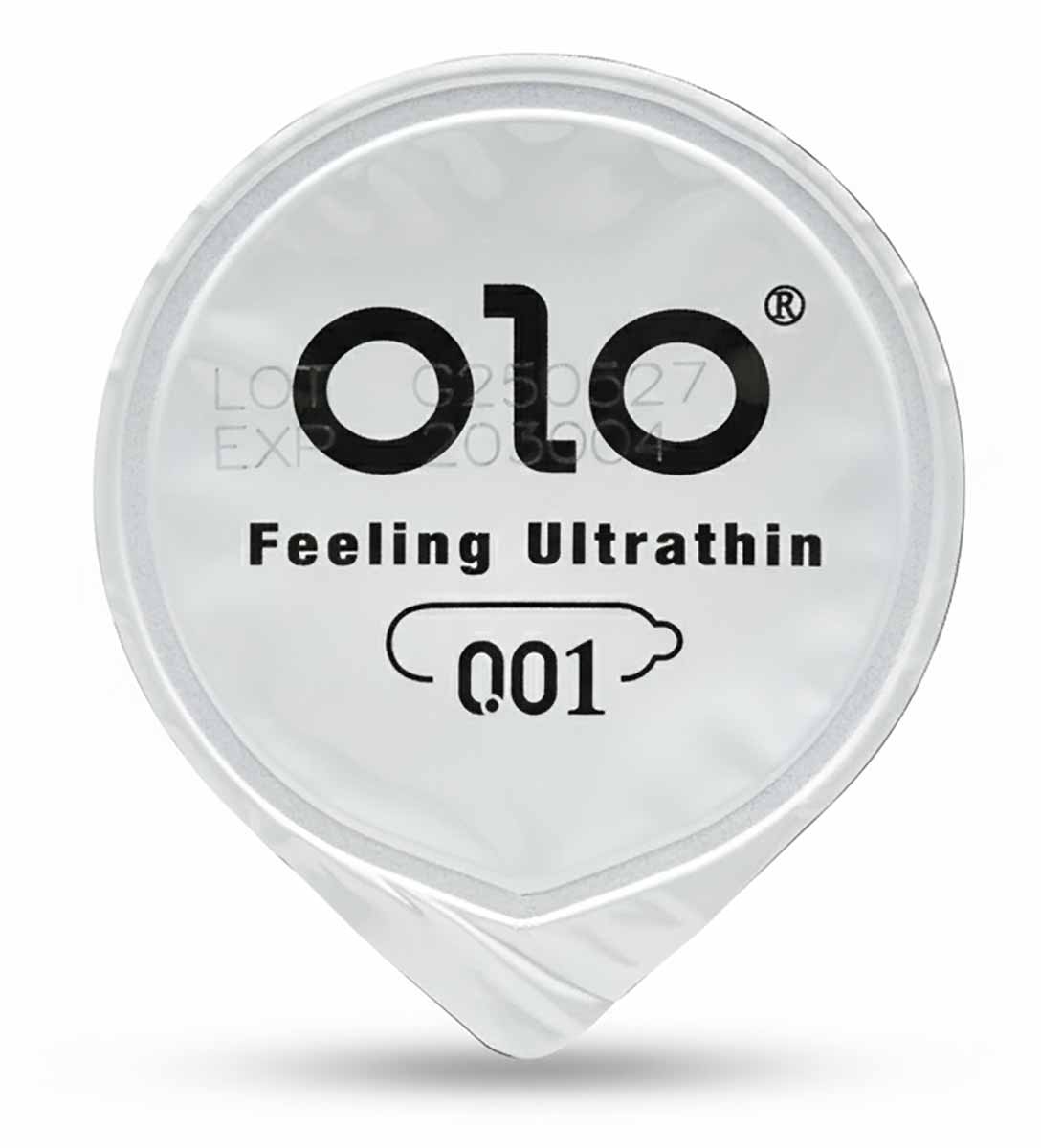 Черная коробка Olo 0.01 BLACK с серебристой надписью и указанием 10 шт ультратонкие