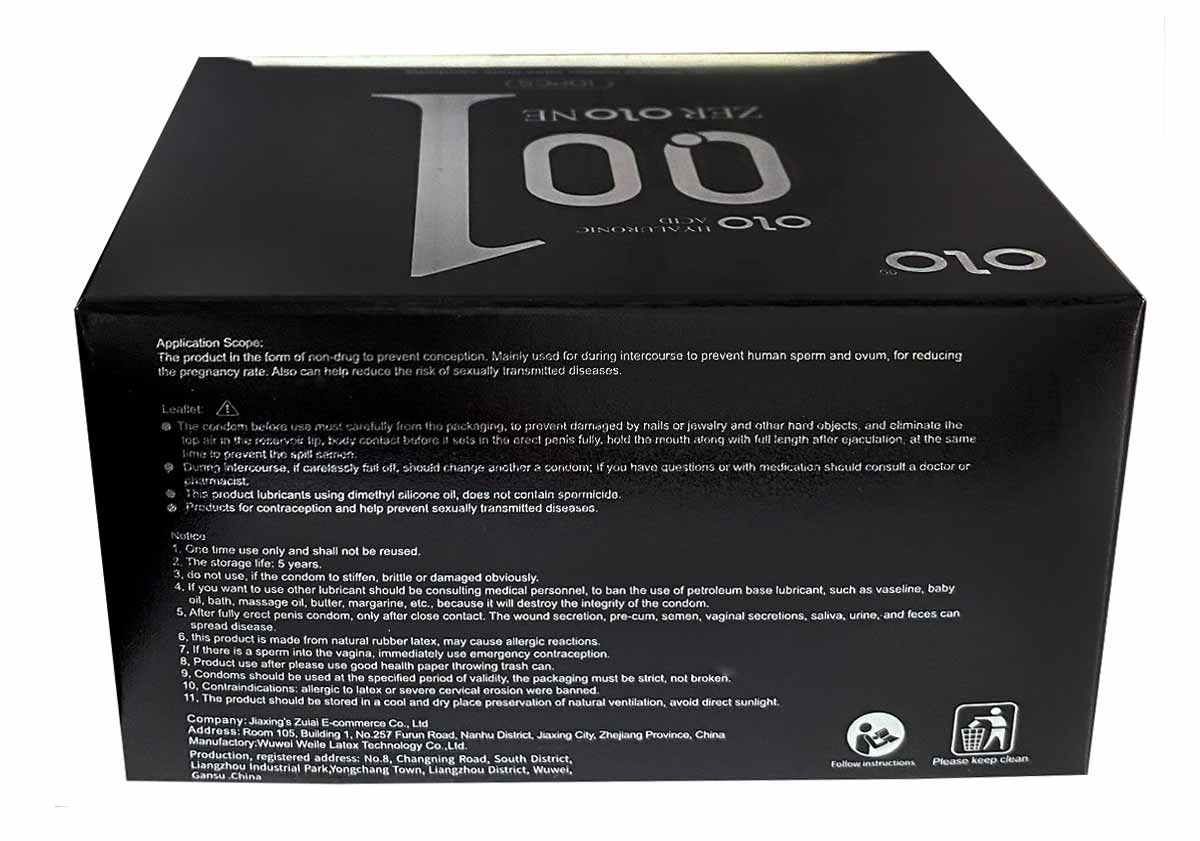 Черная коробка Olo 0.01 BLACK с надписью 10 шт и акцентом на ультратонкую толщину