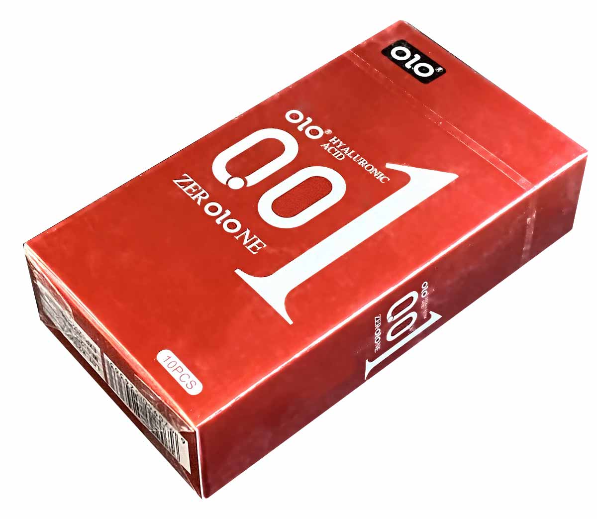 Красная коробка Olo Foil 0.01 RED с надписью 10 шт и гиалуроновой кислотой