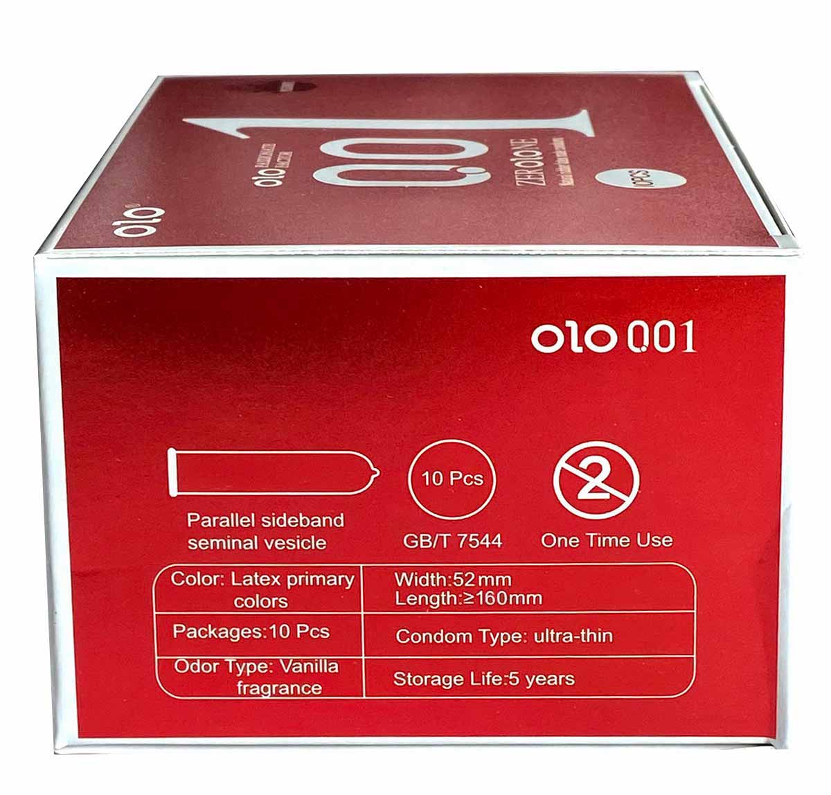Красная упаковка презервативов Olo 0.01 RED 10 шт с гиалуроновой кислотой и надписью