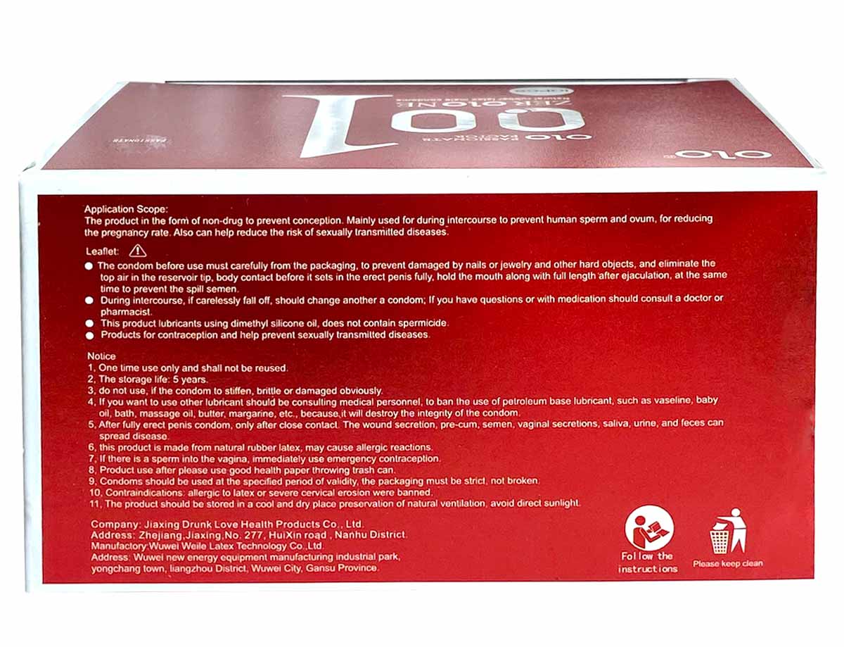 Красная упаковка презервативов Olo 0.01 RED 10шт с гиалуроновой кислотой и золотым логотипом