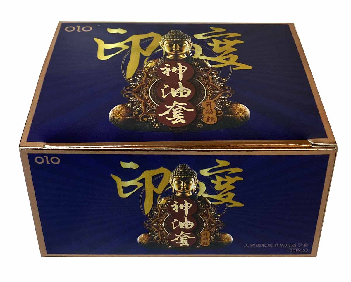 Синий картон с золотым шрифтом Olo BLUE, 10 шт, надпись Indian god oil, информация о смазке