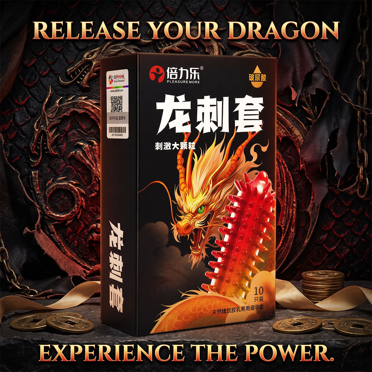 Презервативы стимулирующие Olo DRAGON SPIKE 10шт с крупными точками с гиалуроновой кислотой⚡️Prezervativi.in.ua - 4