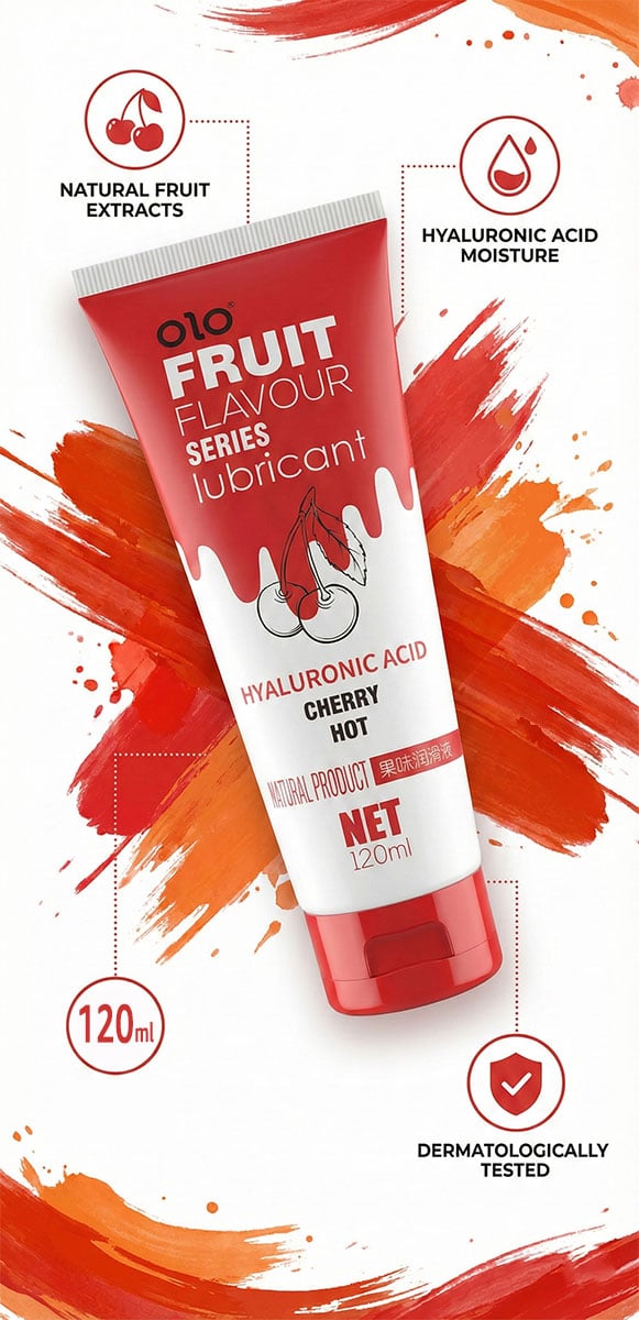 Лубрикант OLO Fruit flavour Cherry hot 120мл смак вишні⚡️Prezervativi.in.ua - 6
