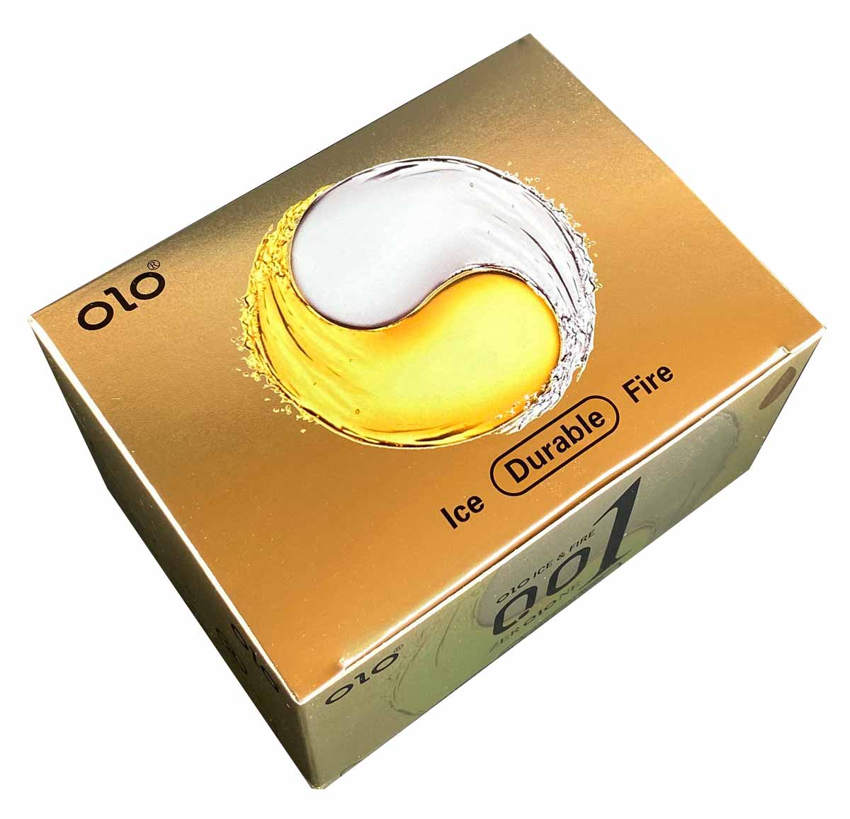 Три упаковки презервативів Olo IceFire чорного кольору з синіми та червоними акцентами, 10 штук