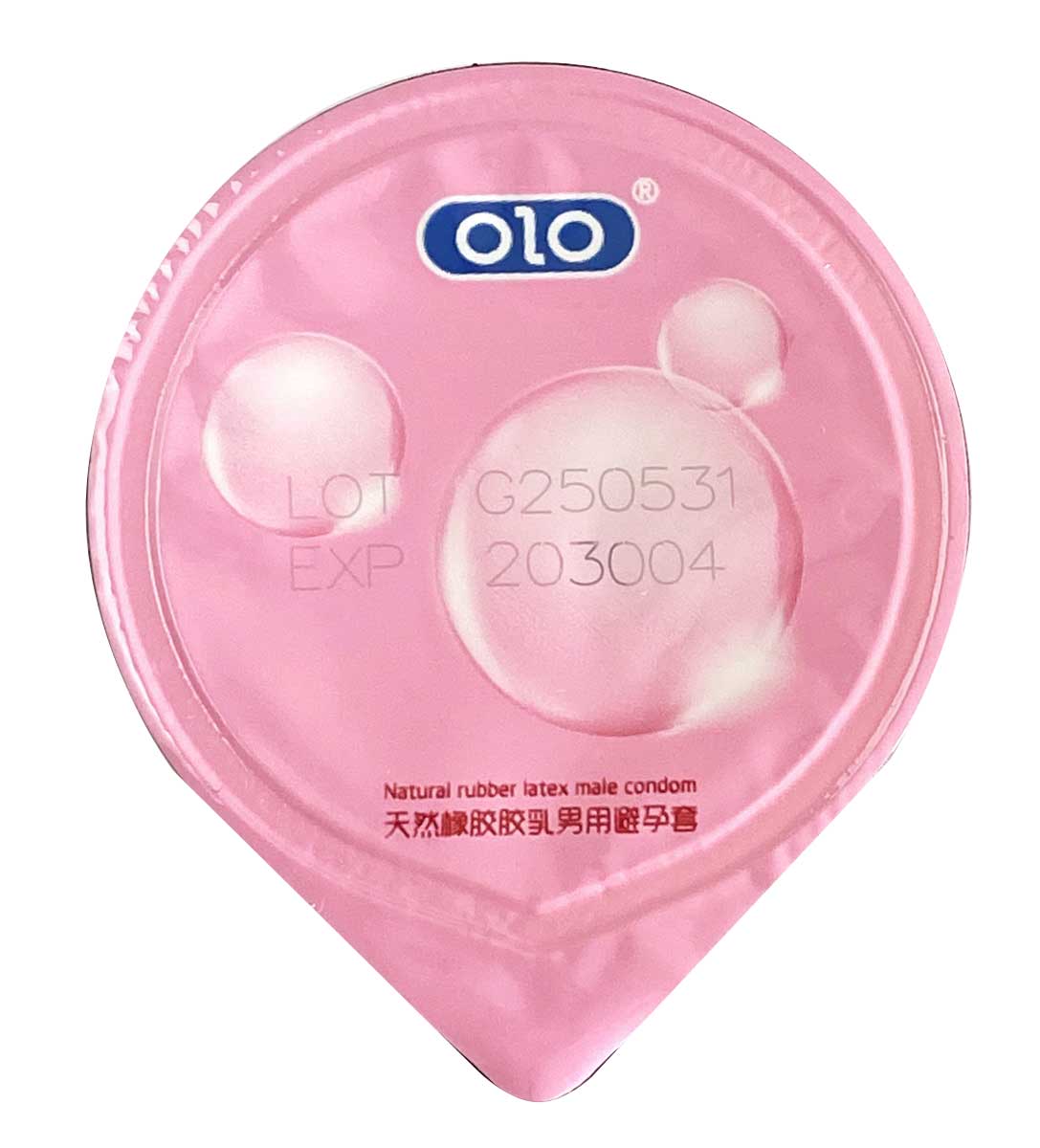 Розовая упаковка Olo 0.01 Plus с веткой сакуры, надписью 10 шт и толщиной 0.01 мм