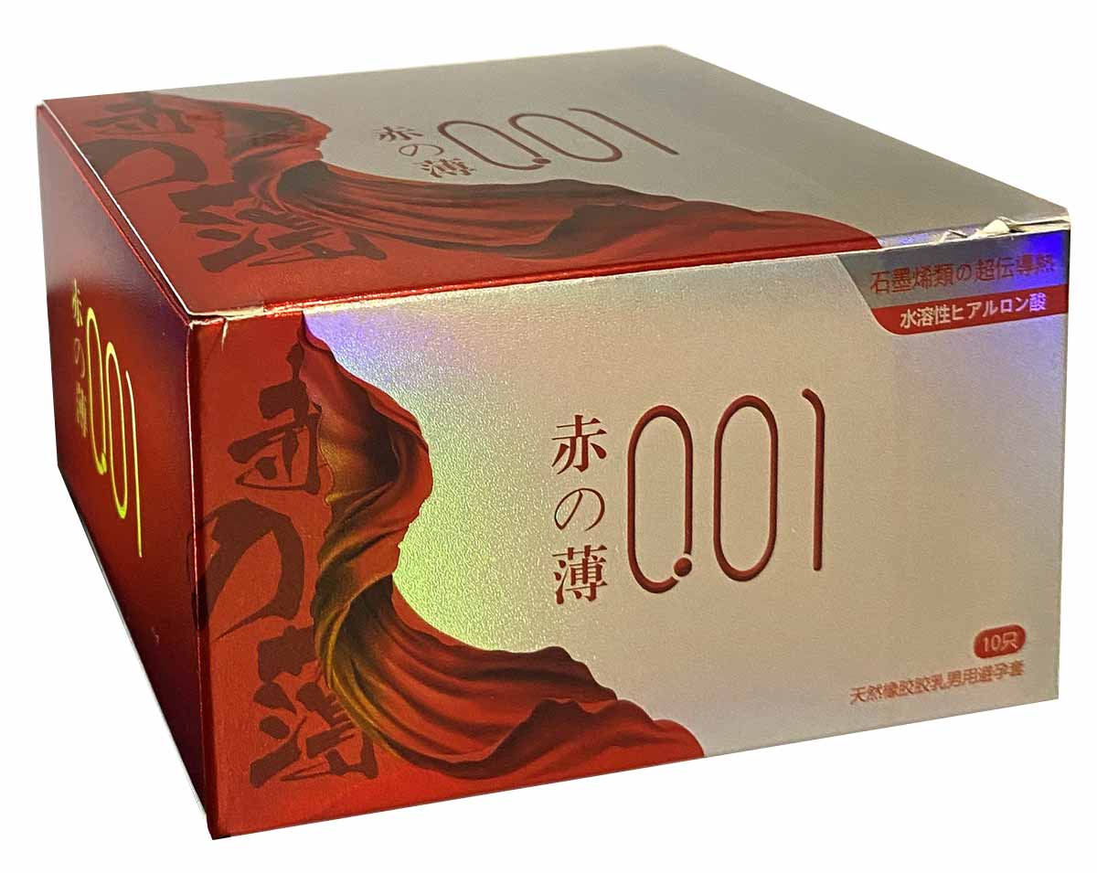 Красная и серебристая упаковка презервативов Olo 0.01, надпись 10 шт, ультратонкие, лубрикант