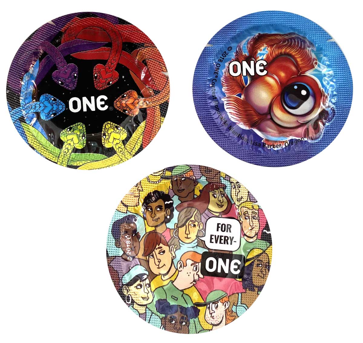 Чорна кругла упаковка ONE Pleasure Dome з фіолетовими та сріблястими елементами, 1 шт