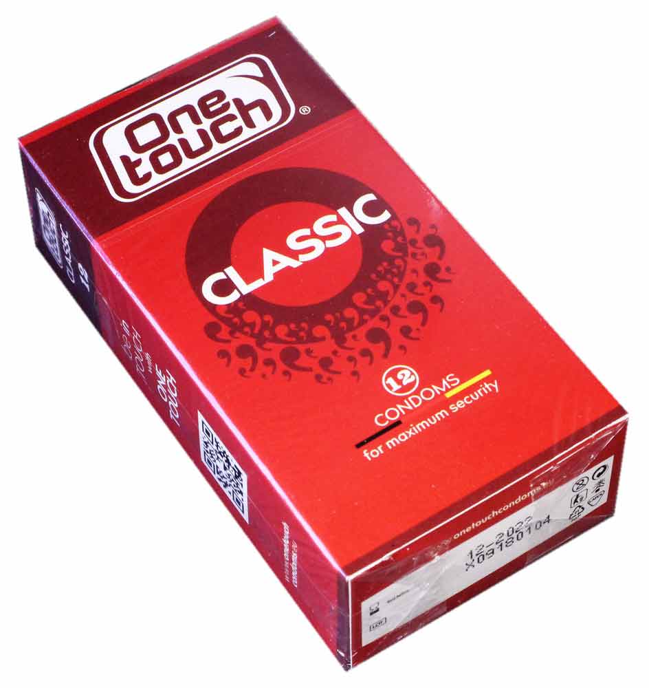 Синя коробка One touch Classic, великий білий напис, 12 шт, класичні презервативи