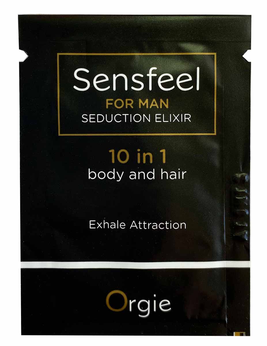 Черная стеклянная мини-колба с золотистой крышкой Orgie SENSFEEL Seduction Elixir 2 мл