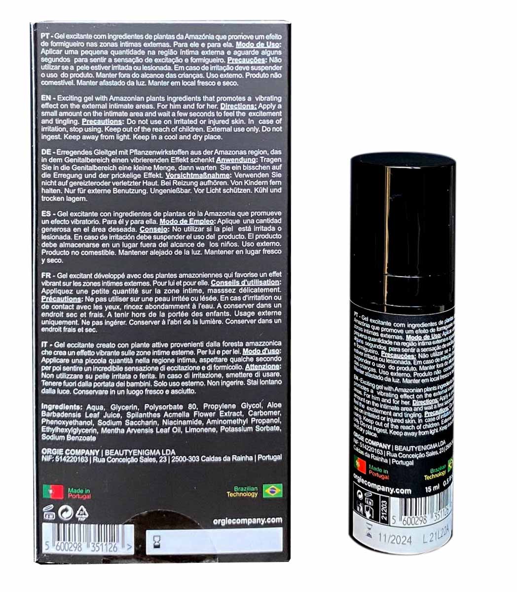 Чорний флакон Orgie Sexy Vibe! High Voltage 15мл із рожевим написом та блискавкою