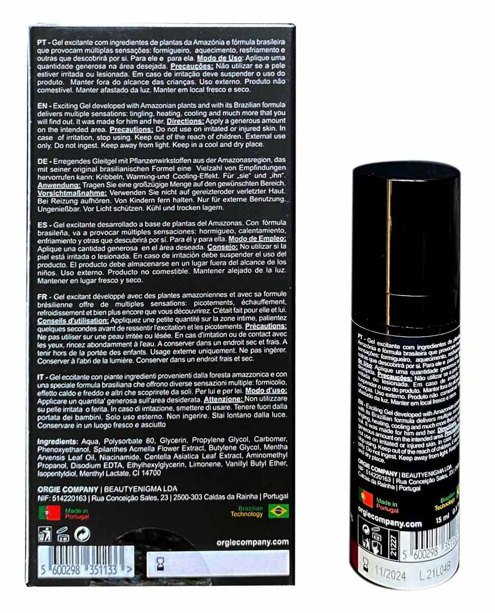 Чорний флакон Orgie Sexy Intense Orgasm 15мл із рожевими та золотистими акцентами