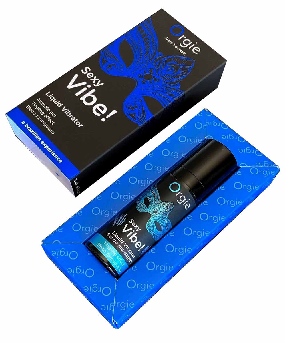 Чорний флакон з рожевою етикеткою Orgie Sexy Vibe Liquid Vibrator 15 мл