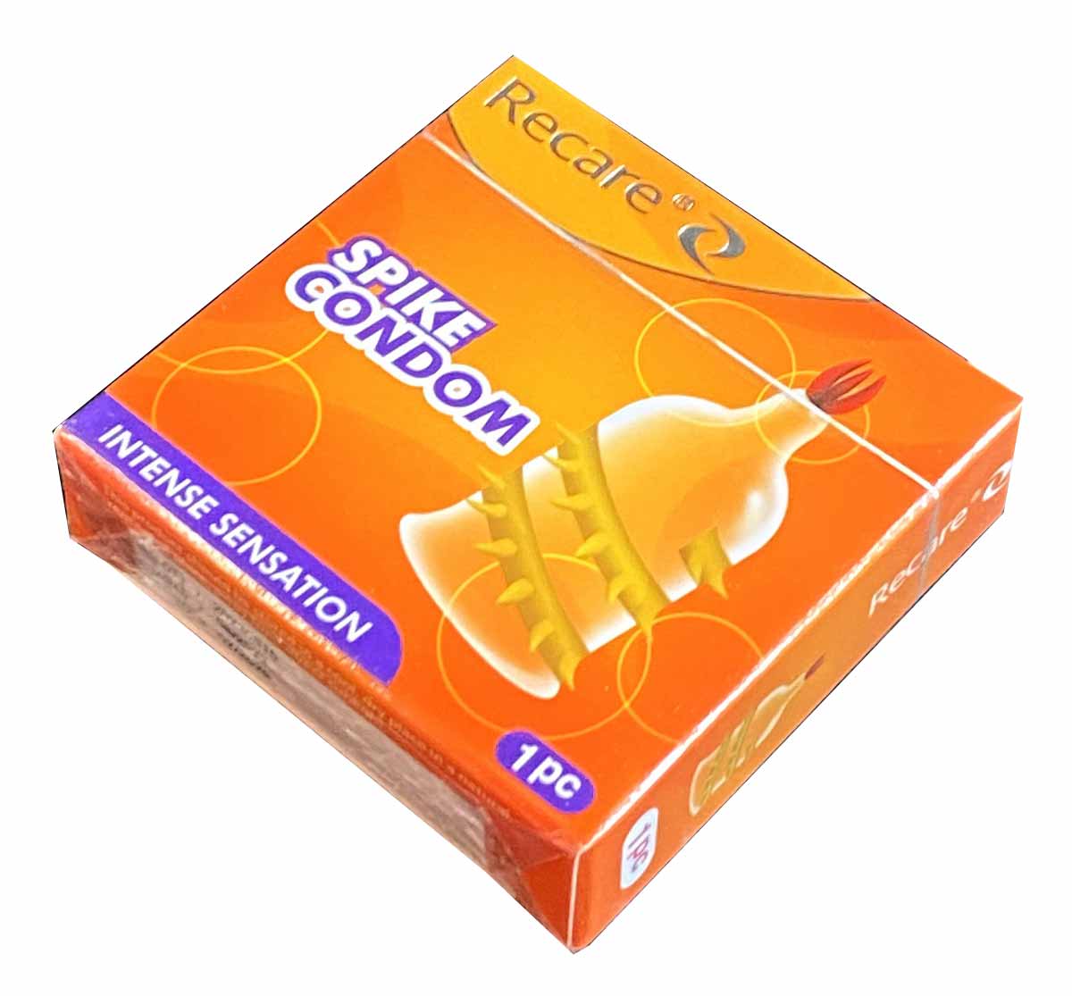 Оранжевая упаковка презерватива с усиками Recare Intense Orange 1 шт