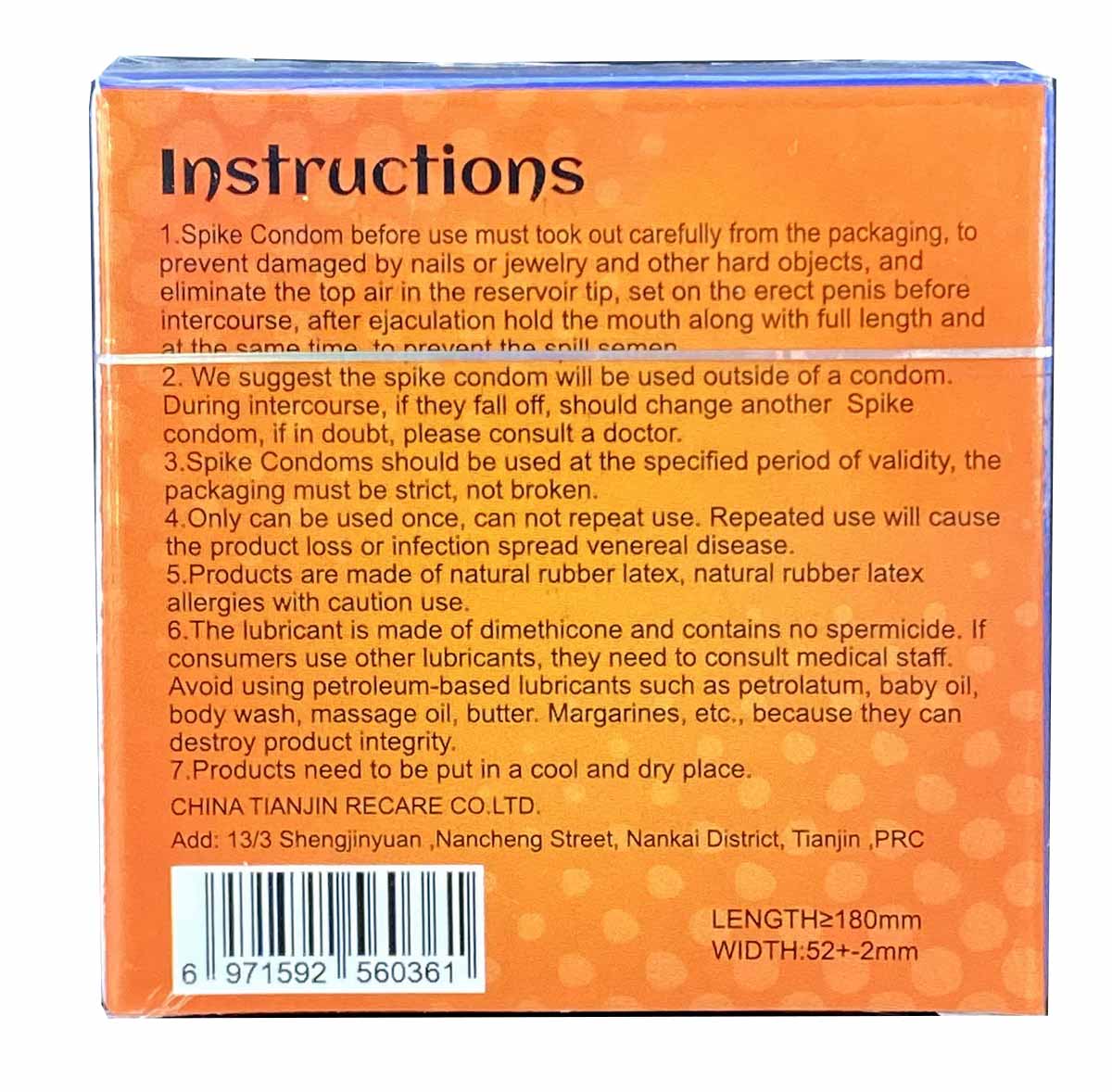 Презерватив Recare Monster Orangey Zog (1шт) з шипами - 5