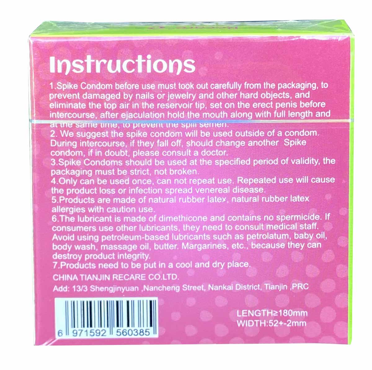 Рожевий презерватив з вусиками та шипами у прозорому пакеті, 1 штука