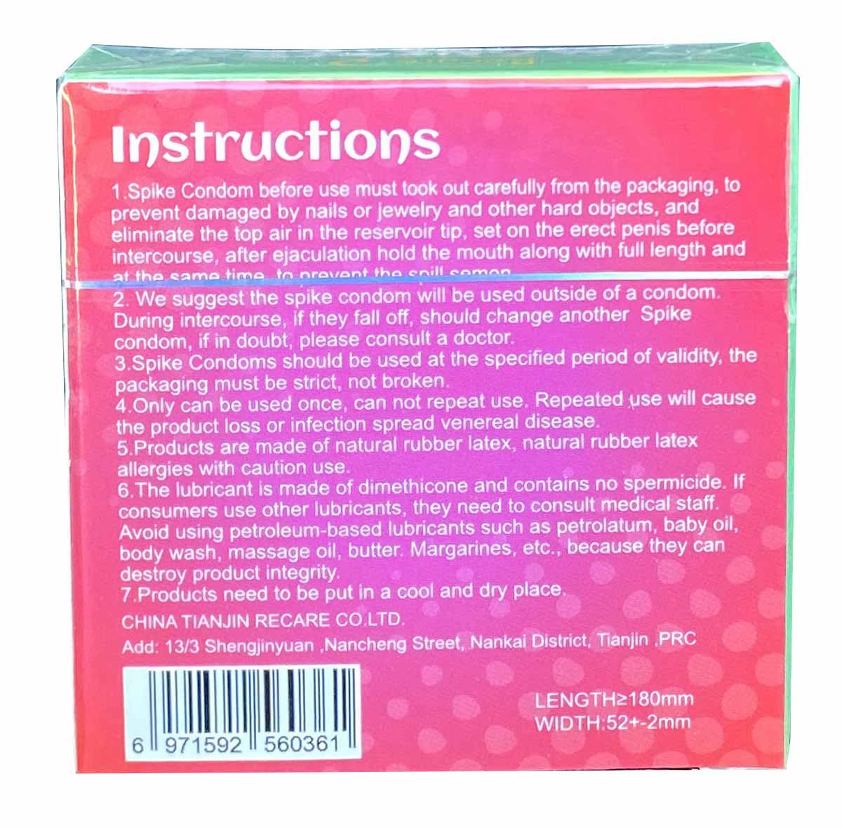 Презерватив Recare Monster Raspberry Zee (1шт) з шипами - 5