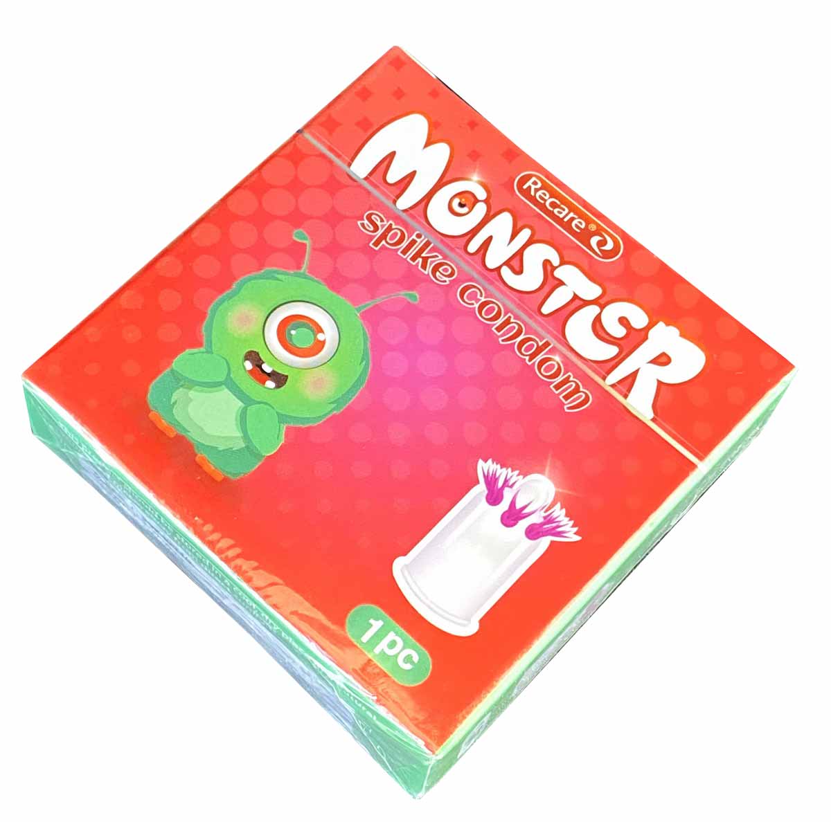 Презерватив Recare Monster Raspberry Zee (1шт) з шипами - 4