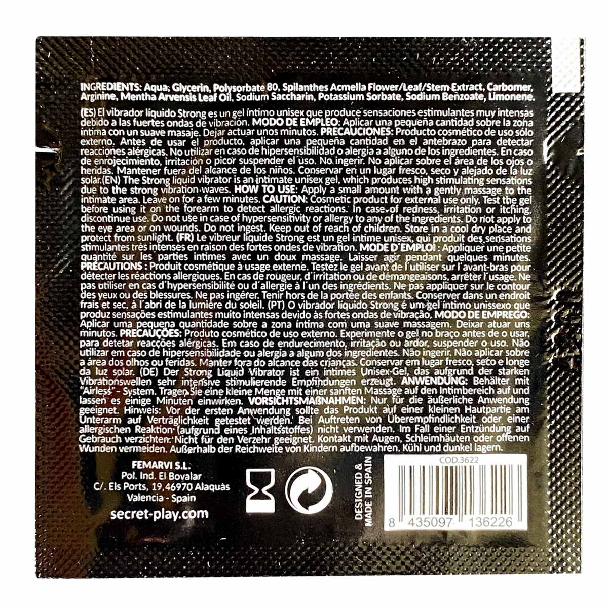 Фіолетовий флакон SecretPlay Strong Liquid Vibrator 2мл на білому фоні