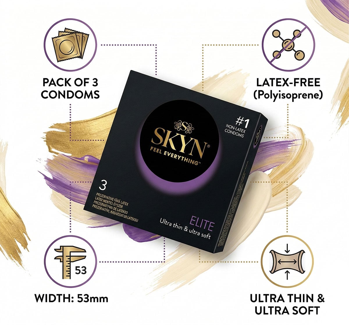 Презервативи SKYN Elite супертонкі безлатексні 15шт (5 пачок по 3шт) - 3