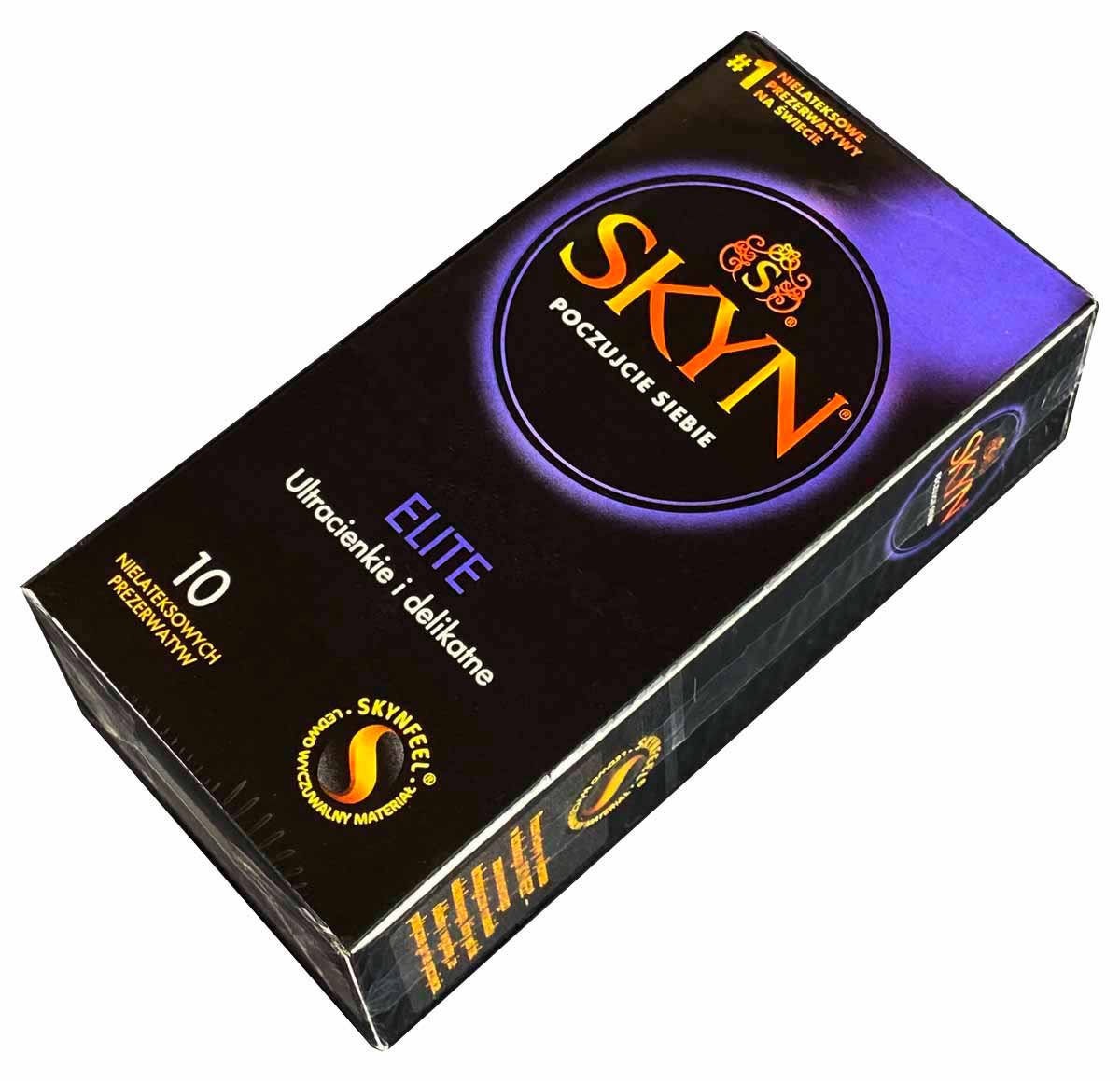 Чорна матова упаковка SKYN Elite з золотим логотипом, написом elite та 10 штук