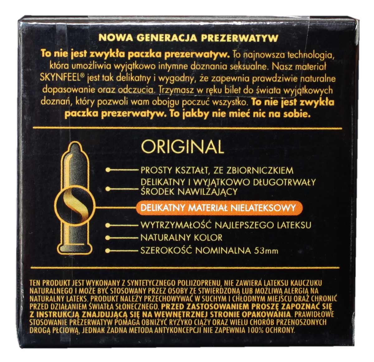 Матовий чорний картон з логотипом SKYN, написом Original та кількістю 3 шт