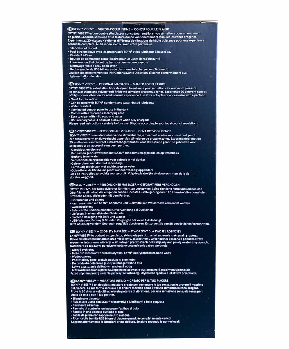 Чорний силіконовий вібратор SKYN VIBES з хвилястою текстурою на білому фоні