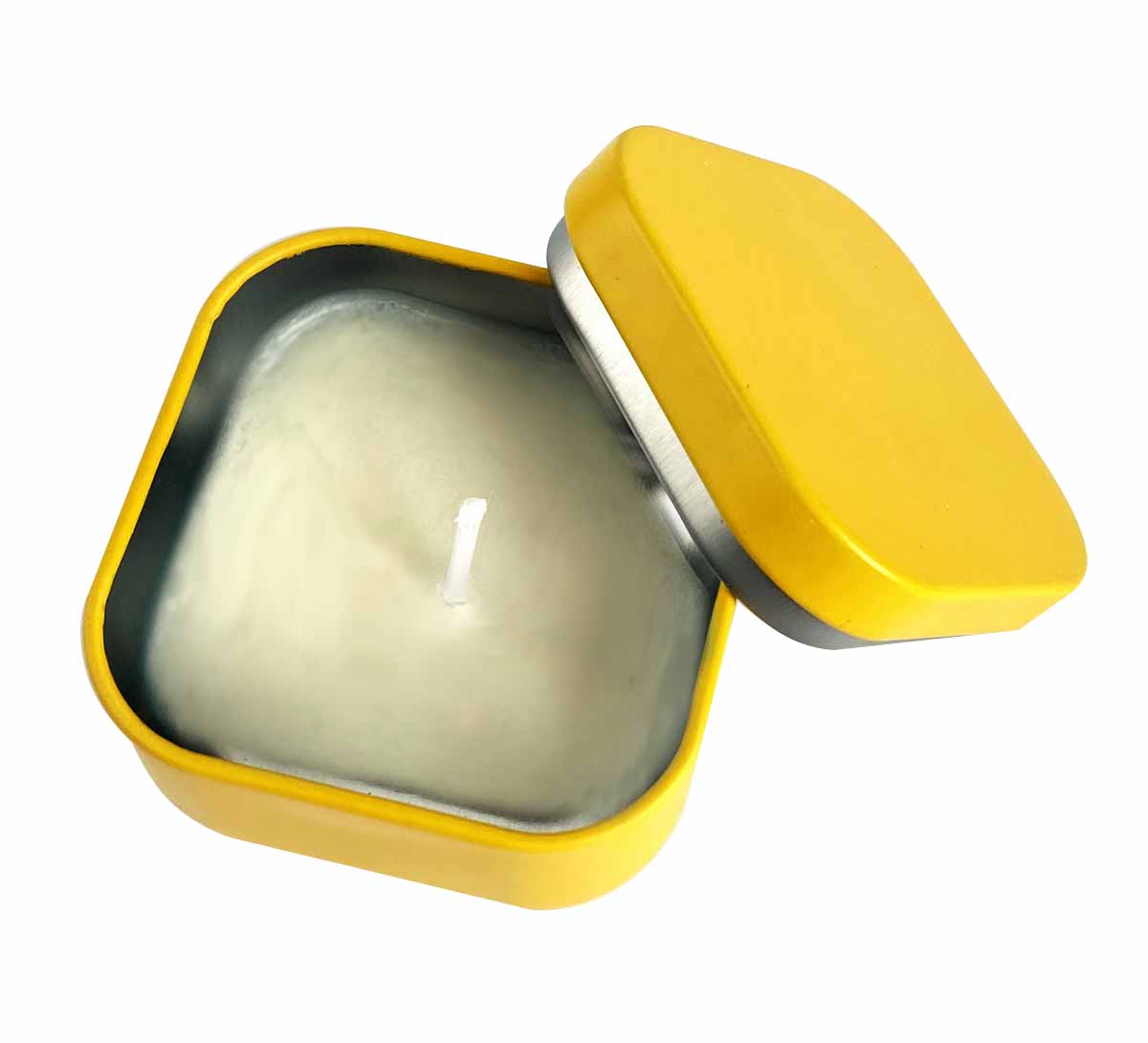 Жовта масажна свічка у скляній банці з написом 50 відтінків пристрасті 50мл