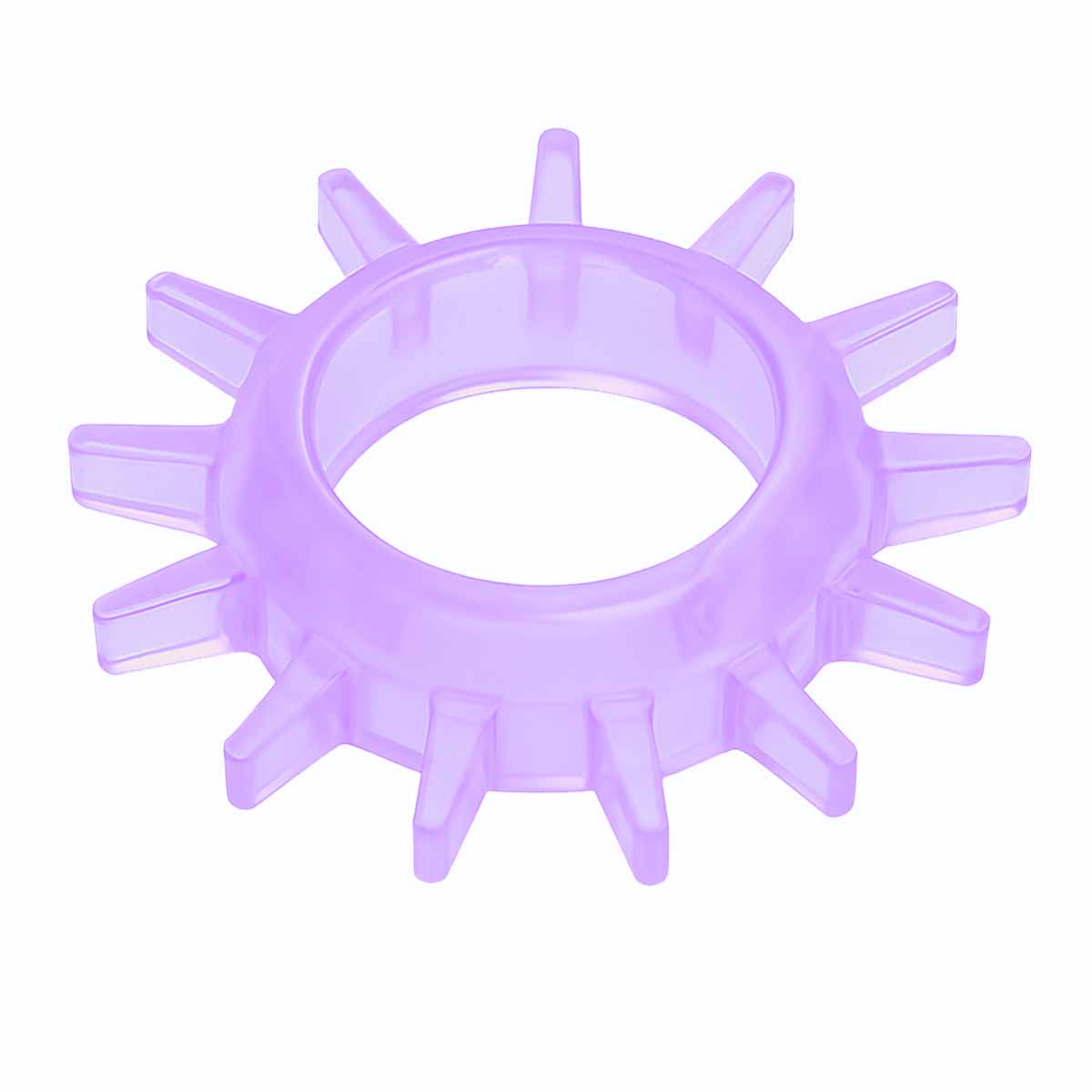 Прозоре силіконове ерекційне кільце з шипами на білому фоні, одна штука