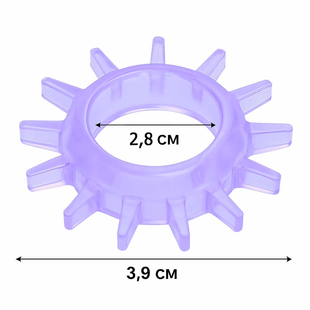 Прозоре силіконове ерекційне кільце з шипами Tryst CORONA RING на білому фоні
