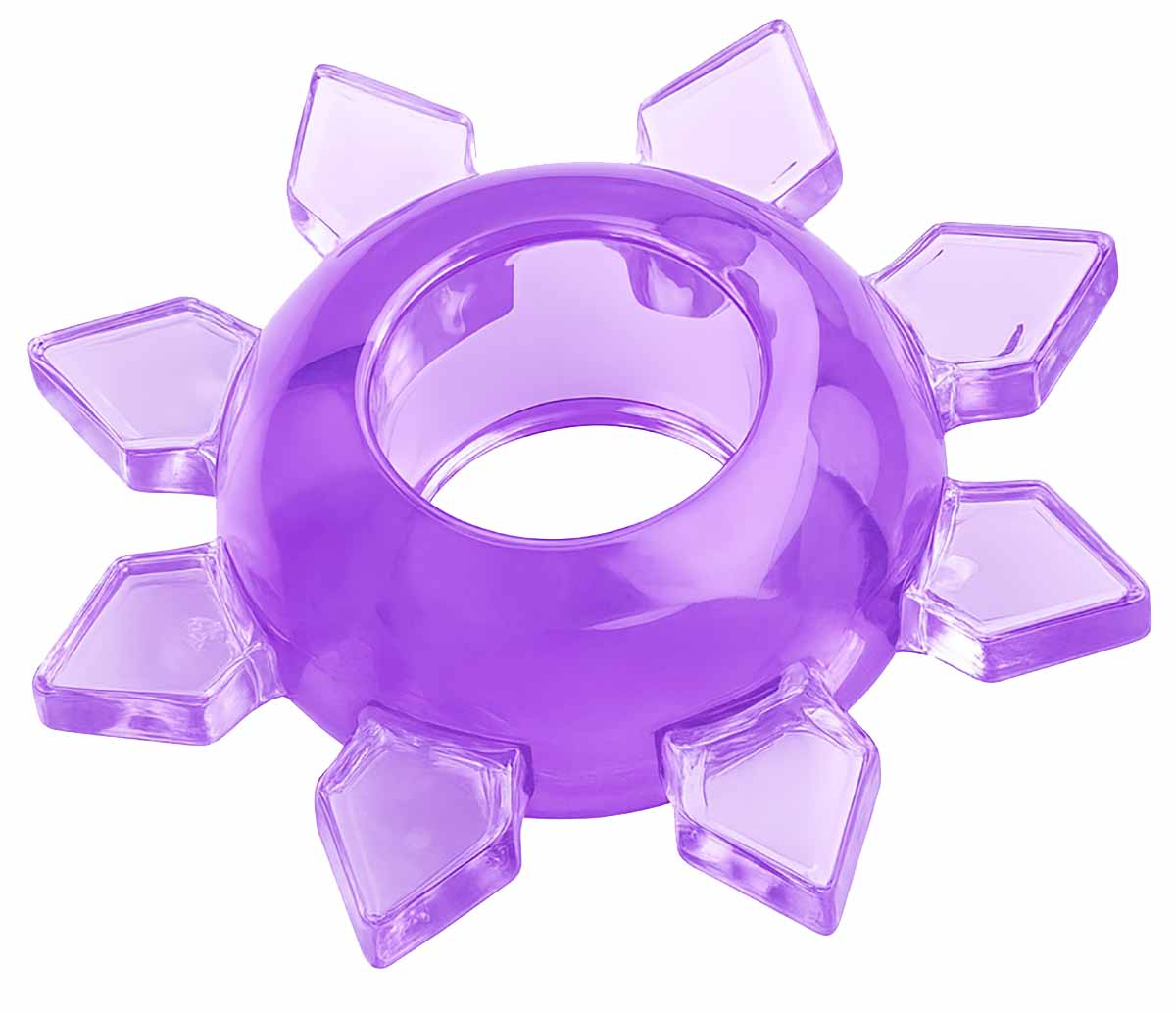 Прозоре силіконове ерекційне кільце з шипами Tryst CRYSTAL RING на білому фоні