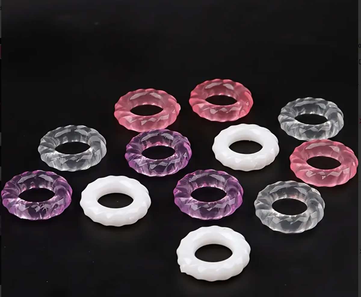 Прозорий силіконовий ерекційний кільце з рельєфною поверхнею, 1 штука