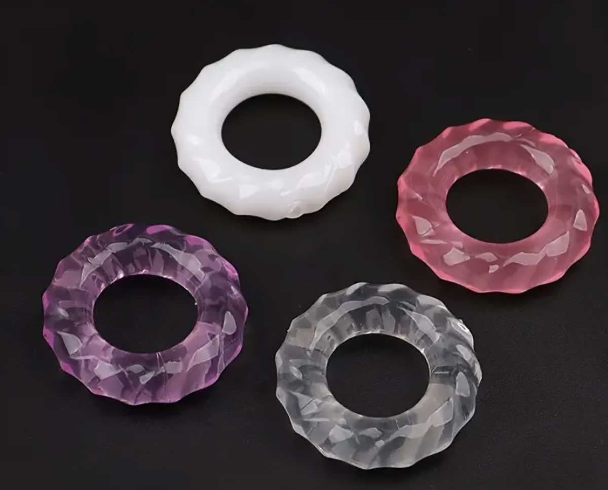 Прозоре силіконове ерекційне кільце з рельєфними ребрами, одна штука