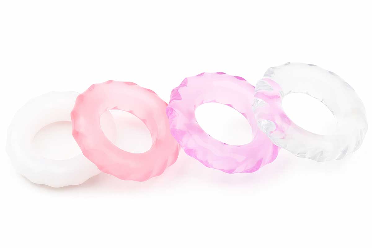 Прозоре силіконове ерекційне кільце з рельєфною поверхнею, одна штука