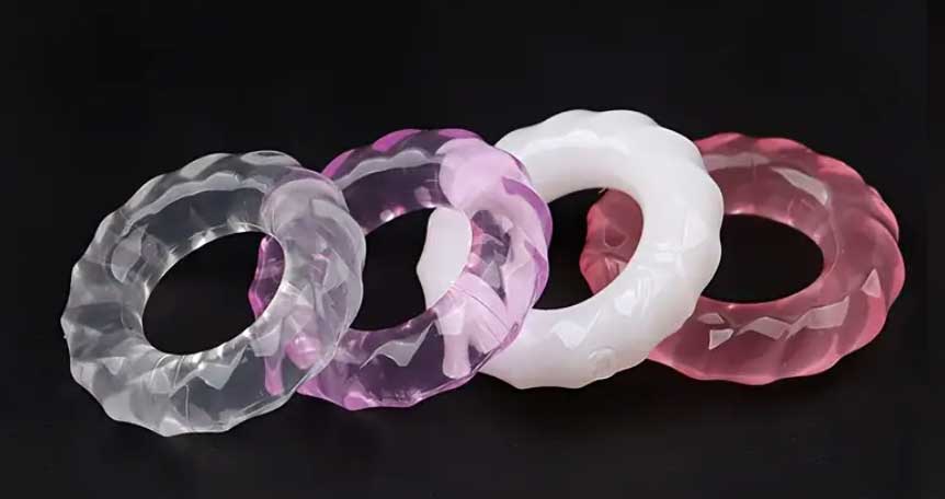 Прозоре силіконове ерекційне кільце з рельєфними ребрами, одна штука