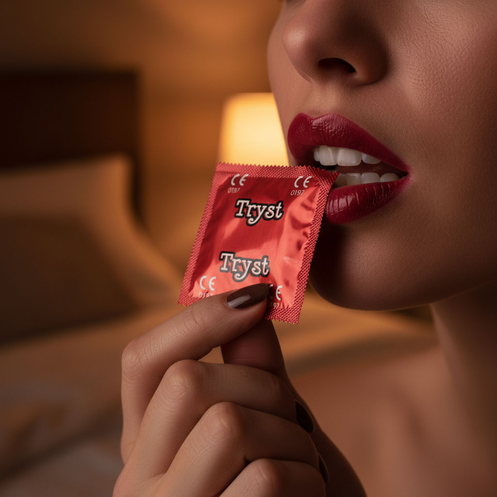 Черная коробка TRYST Classic с золотой надписью и цифрой 48 на темном фоне