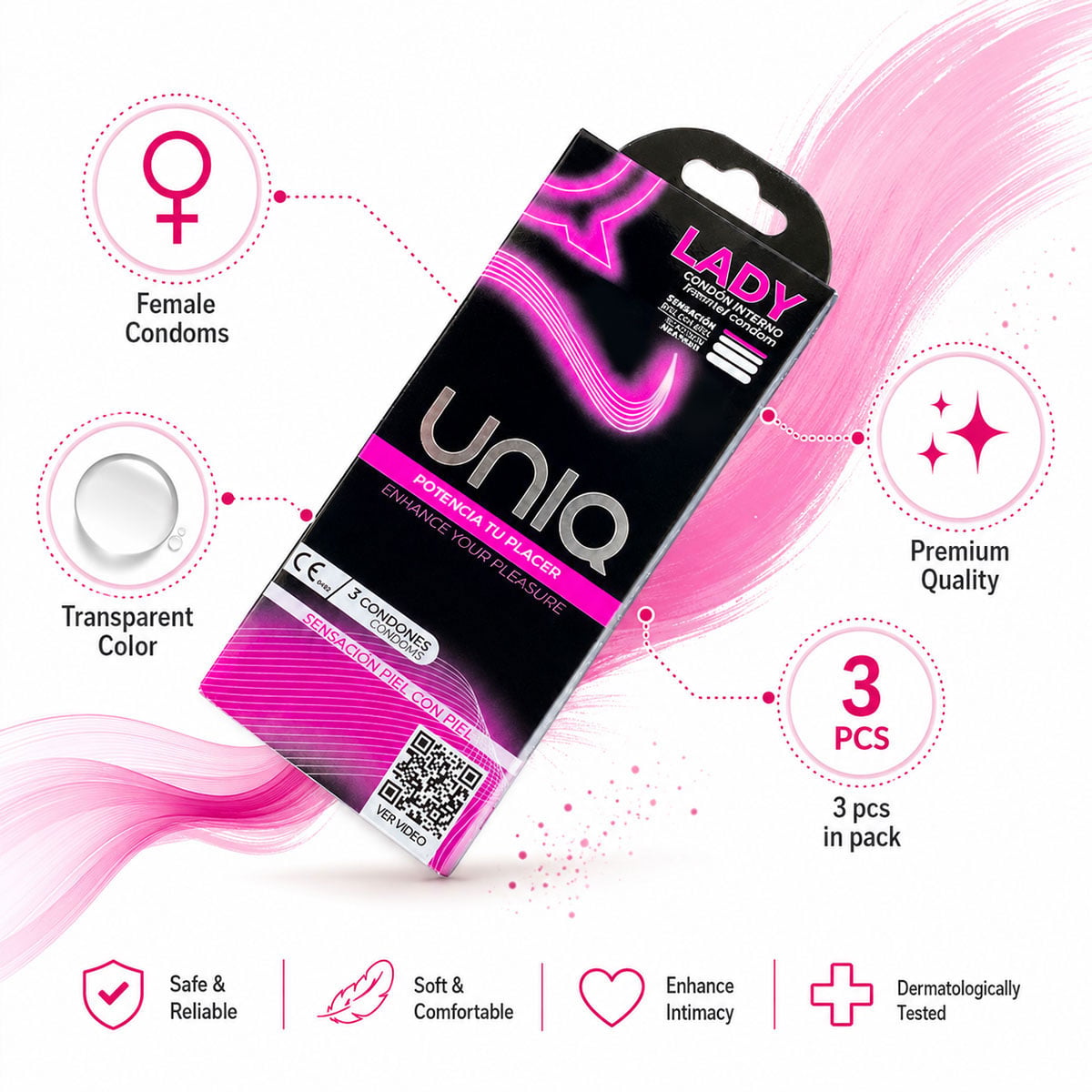 Жіночі презервативи UNIQ Lady, 3 шт - 4