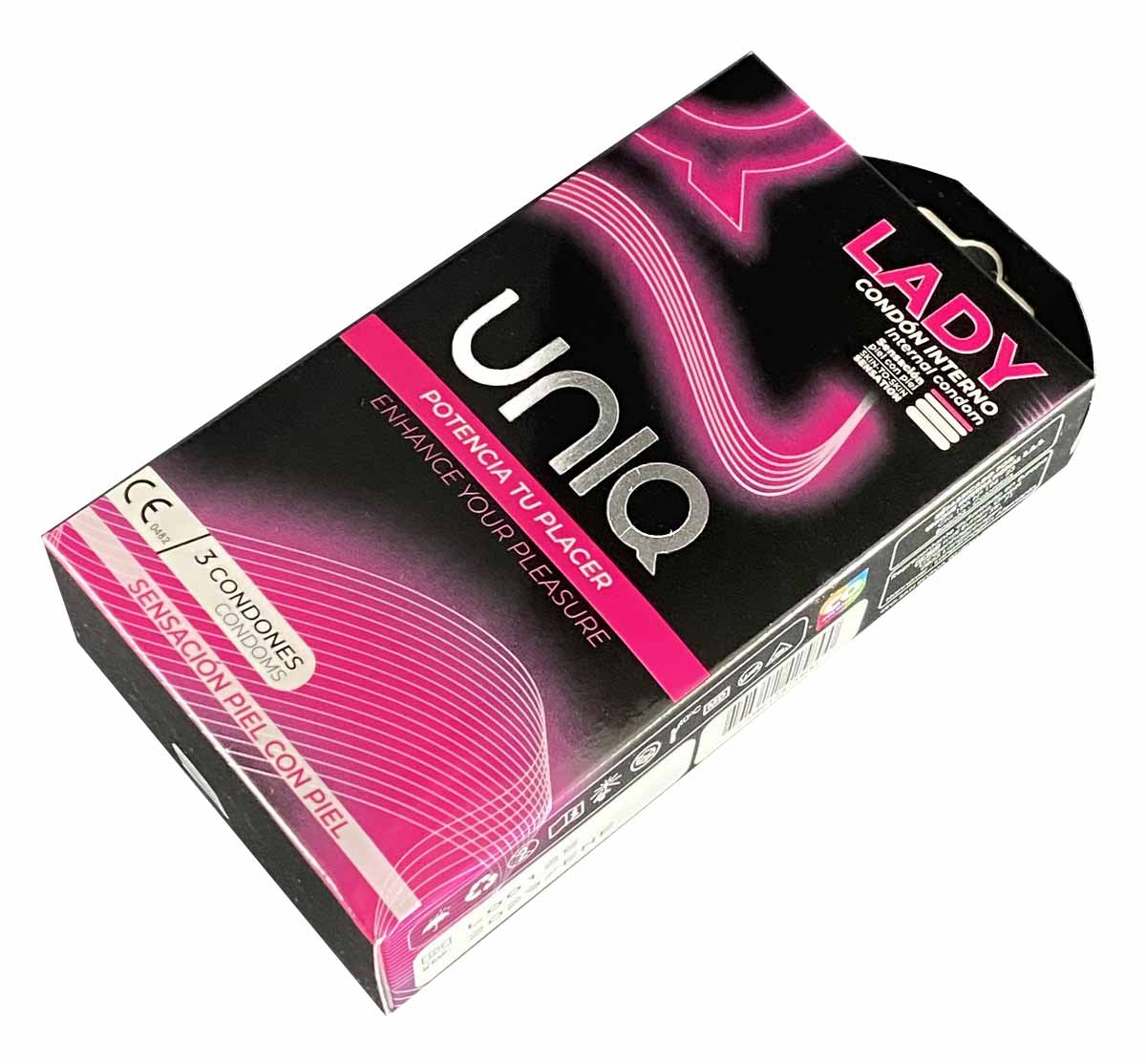 Біло-рожева упаковка UNIQ Lady з написом та позначкою 3 шт