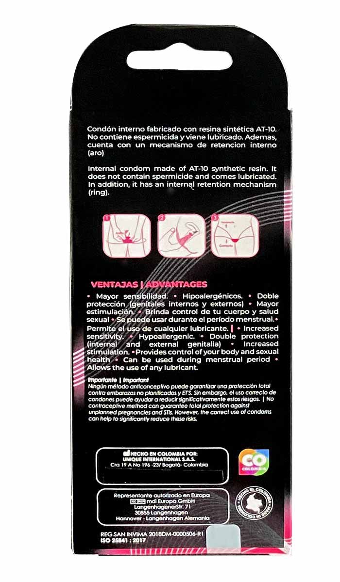 Біло-рожева упаковка UNIQ Passion Ring із зображенням жіночого презерватива та написом 3 шт