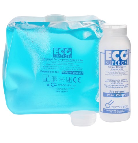 Прозорий блакитний гель у великій пластиковій каністрі ECO SUPERGEL 5000г з білою етикеткою