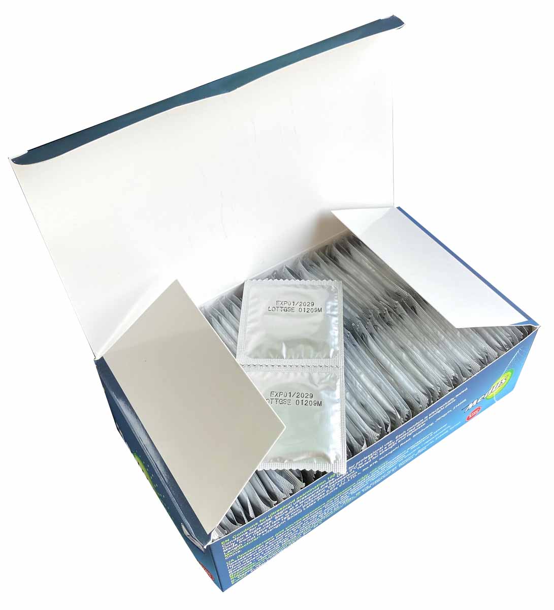 Белая коробка MedUS с синим логотипом и надписью 100 шт для УЗИ на светлом фоне