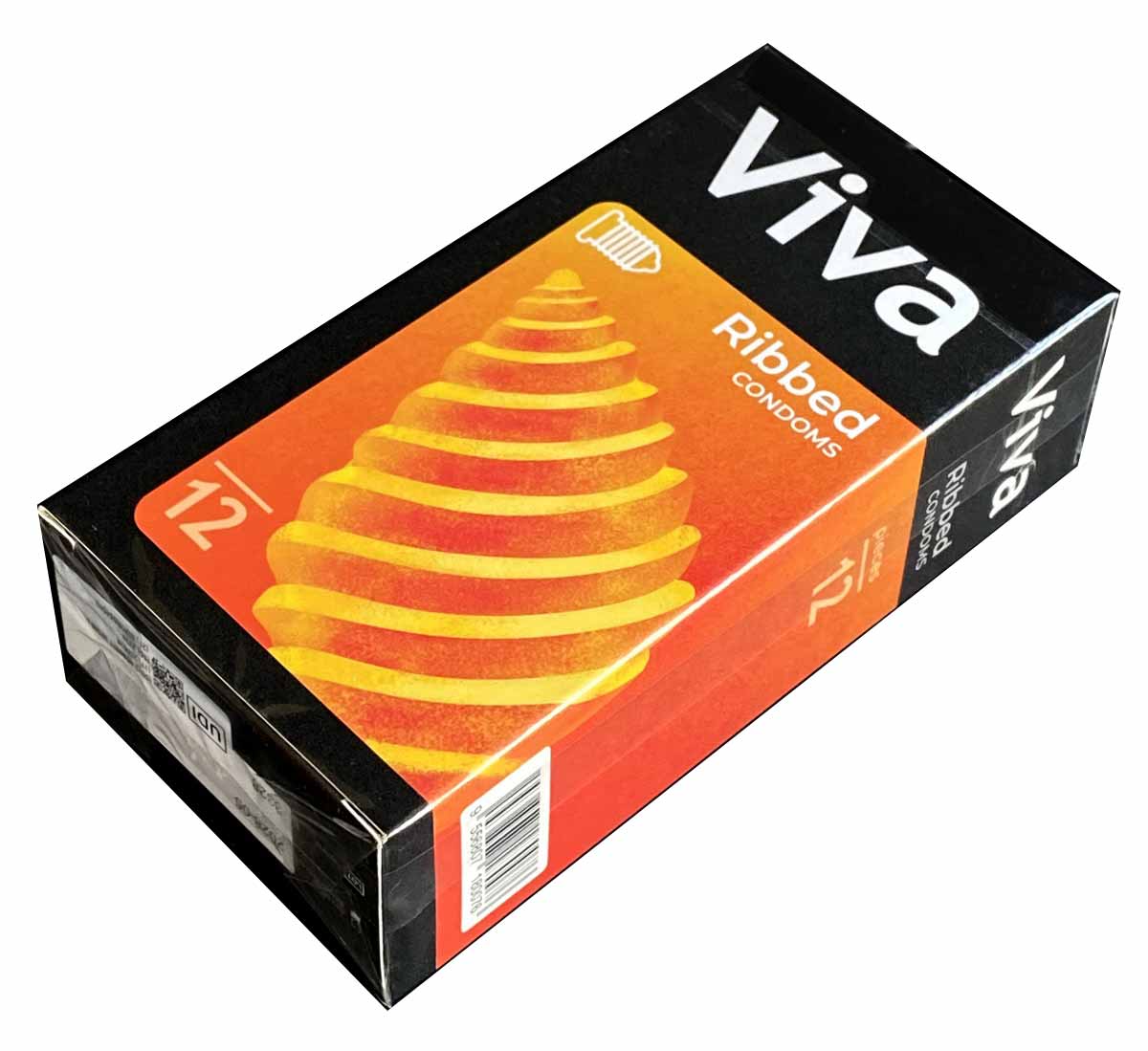 Темно-синя коробка Viva Ribbed із жовтою хвилею та написом Ribbed 12 шт