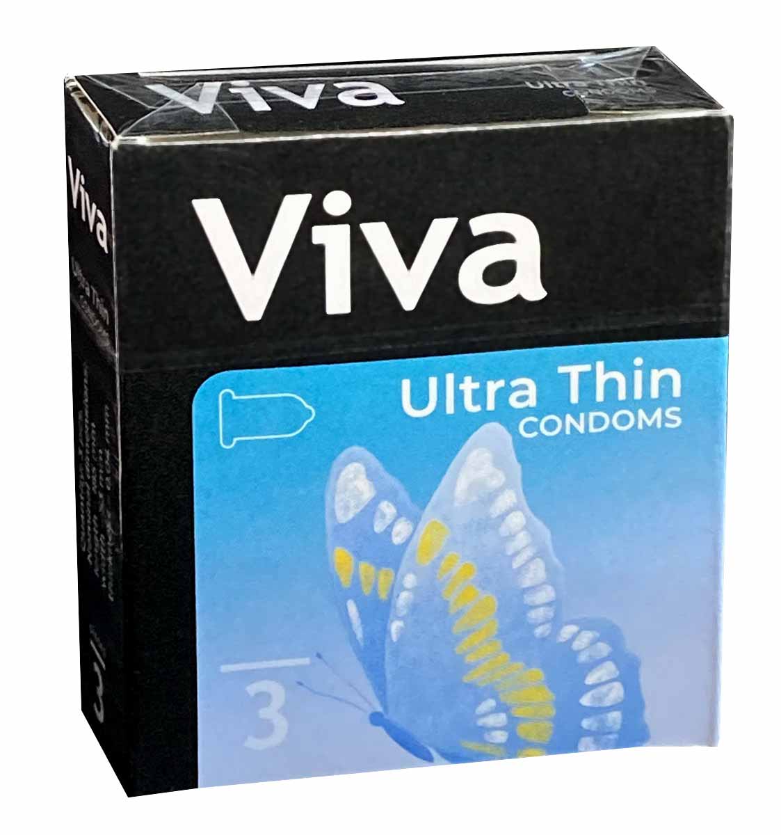 Пять разноцветных упаковок презервативов Viva с разными видами и надписями